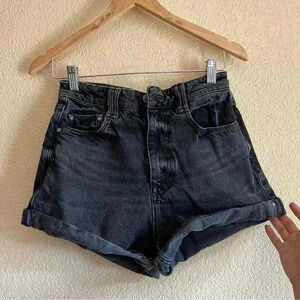 Zara black denim shorts high rise 2